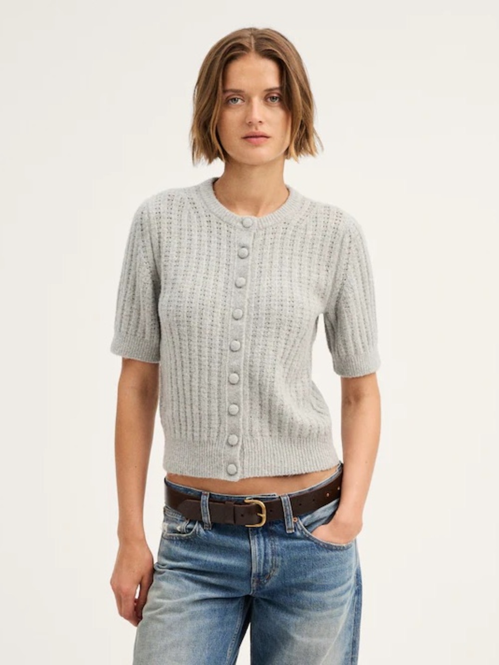 Madewell Textured-Stitch Cardigan in Cozy Cotton size medium